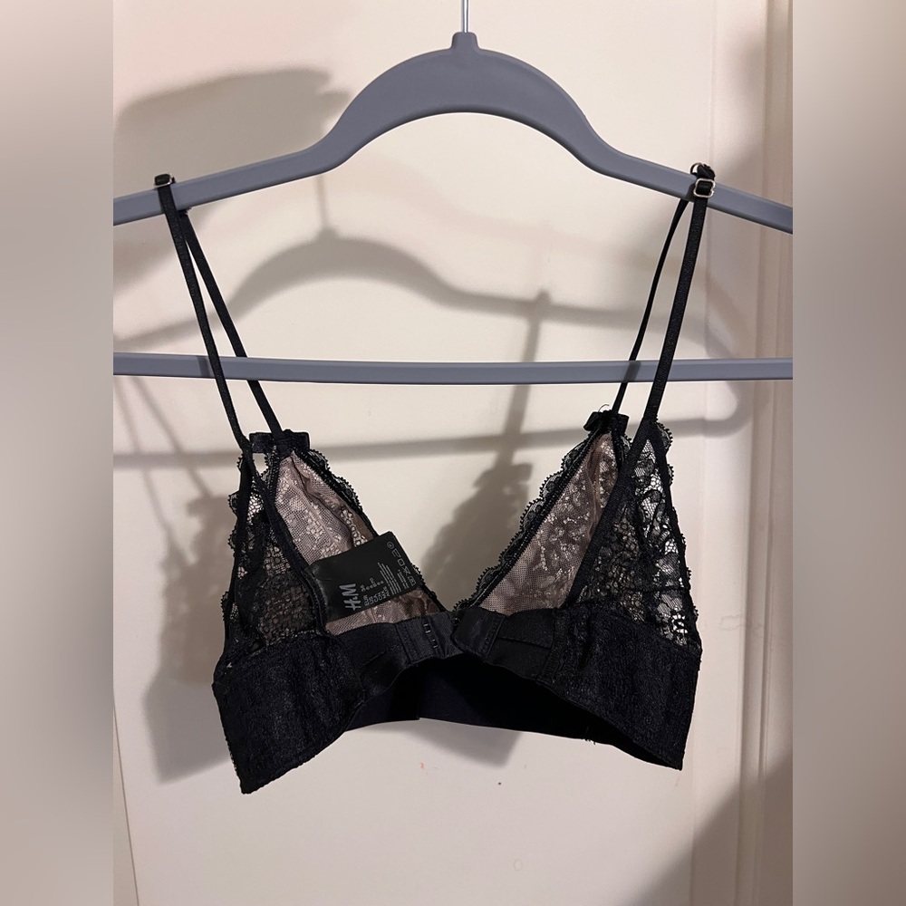 H&M Lace‎ Bra Bralette Black Y2K Coquette Festival Fairy - Picture 2 of 4